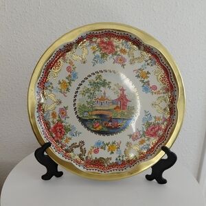 1970s Daher Decorated Ware Tin Serving Tray Asian Scene Inspired Made in England